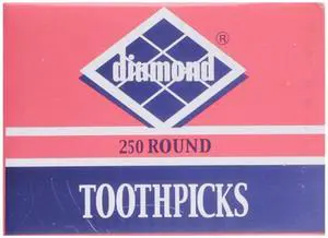 Diamond Toothpicks, Round Natural Wooden Bamboo Tooth Picks For Teeth, Appetizers and Cocktail 2pack ( 250 Count ) Diamond Toothpicks, Round Natural Wooden Bamboo Tooth Picks For Teeth, Appetizers and Cocktail 2pack ( 250 Count )