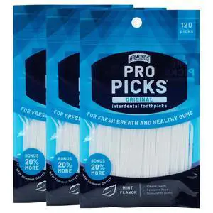 Original Dental Picks for Teeth Cleaning - Disposable Plastic Toothpicks for Teeth & Gums - Cleans Teeth & Massages Gums - Fresh Mint Flavor - 3 Packages x 120 Interdental Tooth Picks Original Dental Picks for Teeth Cleaning - Disposable Plastic Toothpicks for Teeth & Gums - Cleans Teeth & Massages Gums - Fresh Mint Flavor - 3 Packages x 120 Interdental Tooth Picks