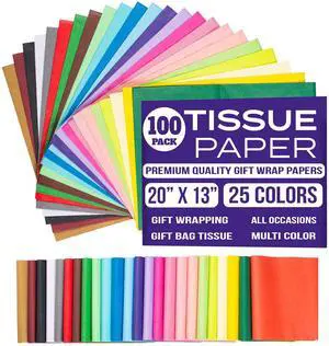 Multicolor Assorted Gift Tissue | 20x13 Inches Pack of 100 Tissue Paper for Gift Bags | Small and Medium Sizes for Holiday, Wrapping and Gift Tissue Paper Needs Multicolor Assorted Gift Tissue | 20x13 Inches Pack of 100 Tissue Paper for Gift Bags | Small and Medium Sizes for Holiday, Wrapping and Gift Tissue Paper Needs