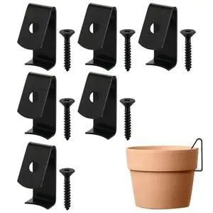 Pack of 6 Flower Pot Clips Terracotta Pots Hangers Iron Pot Hanger Wall Hooks with Screws Holds Standard 5 to 8 inch Wall Clay Pots, Hanging on Tree Wall for Outdoor Garden Patio Plant Display Pack of 6 Flower Pot Clips Terracotta Pots Hangers Iron Pot Hanger Wall Hooks with Screws Holds Standard 5 to 8 inch Wall Clay Pots, Hanging on Tree Wall for Outdoor Garden Patio Plant Display