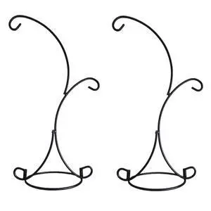 Ornament Display Stand Iron Pothook Stand for Hanging Glass Terrarium/Picture (Double-Hook, Black) Ornament Display Stand Iron Pothook Stand for Hanging Glass Terrarium/Picture (Double-Hook, Black)