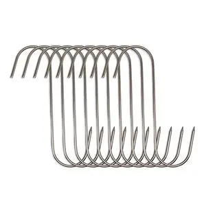 Meat Hooks, 5.12in Stainless Steel Butcher Hooks, Sausage Pricker for Smoker, Drying, Butchering, BBQ, Grilling (10PCS) Meat Hooks, 5.12in Stainless Steel Butcher Hooks, Sausage Pricker for Smoker, Drying, Butchering, BBQ, Grilling (10PCS)