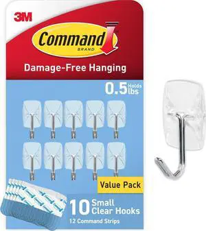 Small Clear Wire Hooks, 10 Hooks, 12 Strips Small Clear Wire Hooks, 10 Hooks, 12 Strips