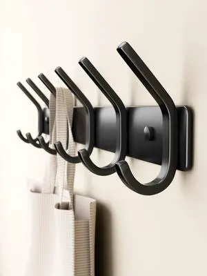 Coat Rack Wall Mount Hooks - 15 Inch Black Metal 6-Hook Rack(1 Pack) Coat Rack Wall Mount Hooks - 15 Inch Black Metal 6-Hook Rack(1 Pack)