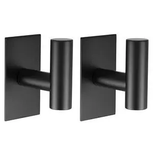 Wall Towel Hooks, Heavy Duty Sticky Holder Waterproof Towel Hooks for Hanging Coat, Clothes, Closet Hook Wall Mount for Kitchen (Black, 2 Pack) Wall Towel Hooks, Heavy Duty Sticky Holder Waterproof Towel Hooks for Hanging Coat, Clothes, Closet Hook Wall Mount for Kitchen (Black, 2 Pack)