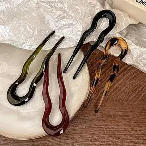 French Hair Pin Acrylic U-Shaped Hairpin Chignon Pin U Shape Hair Sticks Red Green Black U-Shaped Hair Fork for Bun Hair Styling for Women Hair Accessories Daily Commute Use 4PCS French Hair Pin Acrylic U-Shaped Hairpin Chignon Pin U Shape Hair Sticks Red Green Black U-Shaped Hair Fork for Bun Hair Styling for Women Hair Accessories Daily Commute Use 4PCS