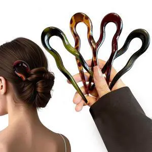 4Pcs French Large Hair Pins for Women - U Shaped Large Hairpins for Updos Bun - Hair Forks Accessories for Wedding Prom Fitness - Green | Black | Brown | Leopard Print Pin 4Pcs French Large Hair Pins for Women - U Shaped Large Hairpins for Updos Bun - Hair Forks Accessories for Wedding Prom Fitness - Green | Black | Brown | Leopard Print Pin