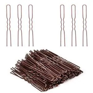 2.4" U Shaped Hair Pins for Women, Bun Pins with Storage Box, Brown 2.4" U Shaped Hair Pins for Women, Bun Pins with Storage Box, Brown