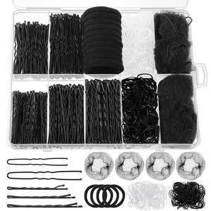 570Pcs Black Bobby Pins for Women, 2 & 2.4In Hair Pins Kit with Hair Nets 570Pcs Black Bobby Pins for Women, 2 & 2.4In Hair Pins Kit with Hair Nets