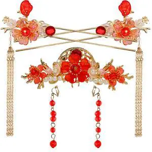 5PCS Flower Chinese Tassels Hairpin for Women Girls Pearl Flower Hair Combs Retro Crystal Rhinestone Metal Hair Pins Hanfu Traditional Wedding Hair Accessories for Updo Long Hair 5PCS Flower Chinese Tassels Hairpin for Women Girls Pearl Flower Hair Combs Retro Crystal Rhinestone Metal Hair Pins Hanfu Traditional Wedding Hair Accessories for Updo Long Hair