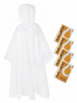 Disposable Rain Ponchos Emergency Clear Poncho (4 pack, Clear) Disposable Rain Ponchos Emergency Clear Poncho (4 pack, Clear)