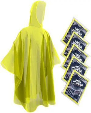 PRO Disposable Rain Ponchos for Adults (5 Pack) PRO Disposable Rain Ponchos for Adults (5 Pack)