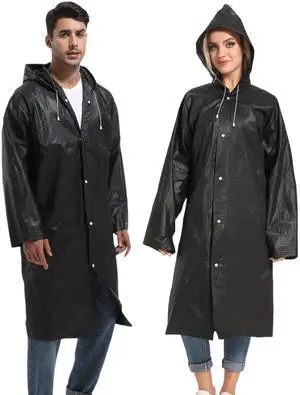 Rain Ponchos for Adults Reusable 2Pcs Raincoats Emergency Survival With Hoods And Sleeves for Women Men Black Rain Ponchos for Adults Reusable 2Pcs Raincoats Emergency Survival With Hoods And Sleeves for Women Men Black