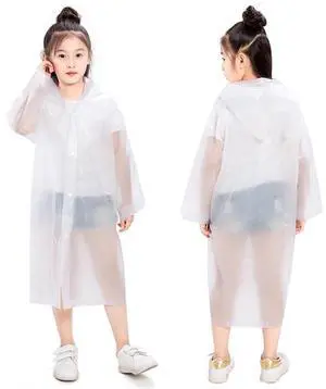 EVA Rain Ponchos for Kids, 2 Pack Reusable Raincoats with Hoods and Sleeves Lightweight Rain Jacket (White-2Pack) EVA Rain Ponchos for Kids, 2 Pack Reusable Raincoats with Hoods and Sleeves Lightweight Rain Jacket (White-2Pack)