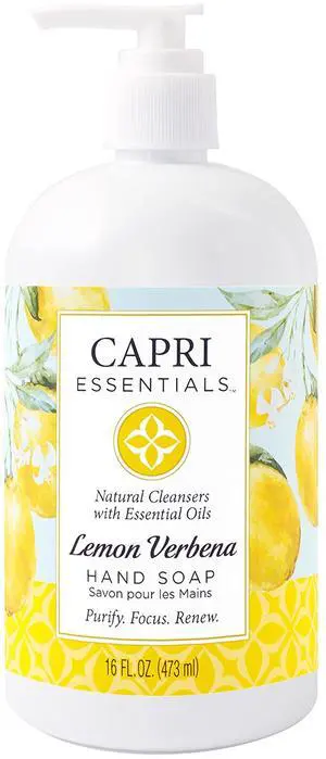 Hand Soap Liquid, Natural Household Cleaning Supplies, Gentle Plant Based Aromatic Hand Wash with a Blend of Essential Oils, Removes Dirt & Grime, Lemon Verbena Scent, 16 FL Oz Hand Soap Liquid, Natural Household Cleaning Supplies, Gentle Plant Based Aromatic Hand Wash with a Blend of Essential Oils, Removes Dirt & Grime, Lemon Verbena Scent, 16 FL Oz