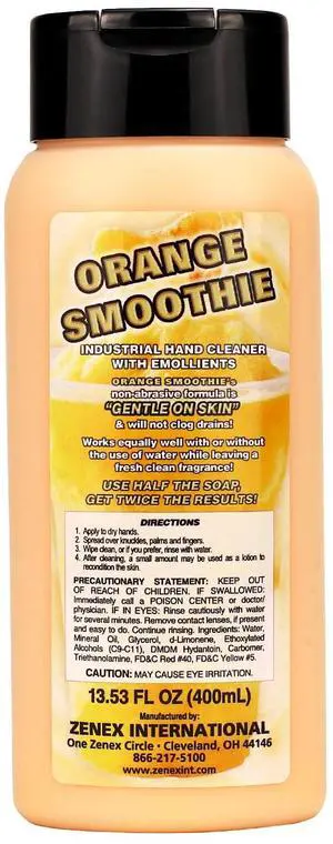 Orange Smoothie Hand Soap with Emollients - Industrial Hand Cleaner | Citrus Scent | Remove Stubborn Grease& Grime | Moisturizing Non-Abrasive Formula is Gentle On Skin | 400 ml (1-Pack) Orange Smoothie Hand Soap with Emollients - Industrial Hand Cleaner | Citrus Scent | Remove Stubborn Grease& Grime | Moisturizing Non-Abrasive Formula is Gentle On Skin | 400 ml (1-Pack)