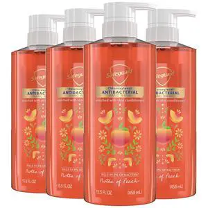 Antibacterial Liquid Hand Soap, Micellar Deep Cleansing, Washes Away 99% Bacteria, Made with Natural Moisturizers & Skin Conditioners, PH Balanced, Peach Scent 15.5 oz (Pack of 4) Antibacterial Liquid Hand Soap, Micellar Deep Cleansing, Washes Away 99% Bacteria, Made with Natural Moisturizers & Skin Conditioners, PH Balanced, Peach Scent 15.5 oz (Pack of 4)