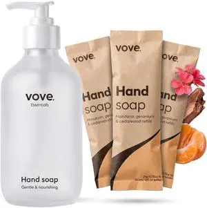 Hand Soap Starter Set with Refillable Light Glass Pump Bottle & 3 Refills, Mandarin Geranium & Cedarwood, Powder-to-Gel with Aloe Vera & Cactus Extract, Plant-Based Formula, Plastic-Free Hand Soap Starter Set with Refillable Light Glass Pump Bottle & 3 Refills, Mandarin Geranium & Cedarwood, Powder-to-Gel with Aloe Vera & Cactus Extract, Plant-Based Formula, Plastic-Free