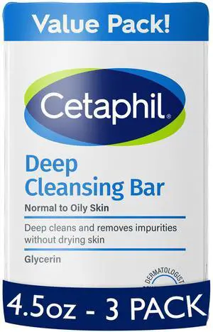 Deep Cleansing Face & Body Bar Soap, Sensitive Skin Care, 3 ct Deep Cleansing Face & Body Bar Soap, Sensitive Skin Care, 3 ct
