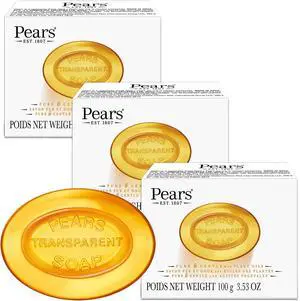 Soap, Pure & Gentle with Natural Oils, 3-Pack Transparent Amber Glycerin Soap for Pampered, Glowing Skin, 3.53 Oz Ea Soap, Pure & Gentle with Natural Oils, 3-Pack Transparent Amber Glycerin Soap for Pampered, Glowing Skin, 3.53 Oz Ea