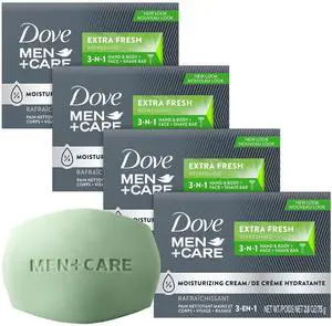 Men+Care Refreshing Soap Bar, 3-in-1 Extra Fresh 4-Pack, 2.6 Oz Ea Men+Care Refreshing Soap Bar, 3-in-1 Extra Fresh 4-Pack, 2.6 Oz Ea