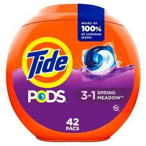 , Pods laundry detergent pacs, 3-in-1 Stain Remover, Odor Fighter, Color Protector, HE compatible, Spring Meadow Scent, 42 Count , Pods laundry detergent pacs, 3-in-1 Stain Remover, Odor Fighter, Color Protector, HE compatible, Spring Meadow Scent, 42 Count