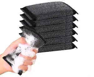 6 Pack Heavy Duty Steel Wool Scrubber Sponges, Stainless Steel Scrubbing Sponge for Pots, Pans & Grills, Multi-Surface Kitchen Dish Scrubber for Cast Iron & Griddle, Black 6 Pack Heavy Duty Steel Wool Scrubber Sponges, Stainless Steel Scrubbing Sponge for Pots, Pans & Grills, Multi-Surface Kitchen Dish Scrubber for Cast Iron & Griddle, Black