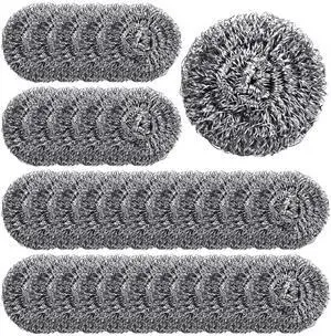100 Pack Stainless Steel Scrubber Steel Wool Scouring Pads, Silver 100 Pack Stainless Steel Scrubber Steel Wool Scouring Pads, Silver