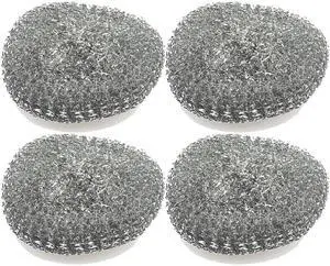 Kitchen Stainless Steel Wire Sponge for Pans - Pack of 4 - Metal Scrubbers for Dish Cleaning - Scrubber for Pots Scouting Pad Kitchen Stainless Steel Wire Sponge for Pans - Pack of 4 - Metal Scrubbers for Dish Cleaning - Scrubber for Pots Scouting Pad