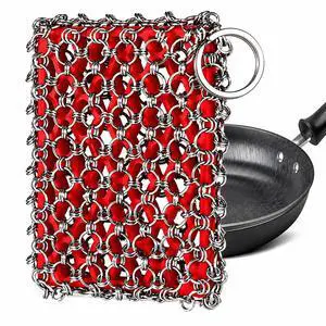 Cast Iron Scrubber, Skillet Chainmail Scrubber for Cast Iron Pan - Chain Mail Scrubber Cast Iron Sponge - Metal Scrubber Cast Iron Skillet Cleaner, Wok, Frying Pans, Dutch Oven Cleaning Scrubber Cast Iron Scrubber, Skillet Chainmail Scrubber for Cast Iron Pan - Chain Mail Scrubber Cast Iron Sponge - Metal Scrubber Cast Iron Skillet Cleaner, Wok, Frying Pans, Dutch Oven Cleaning Scrubber