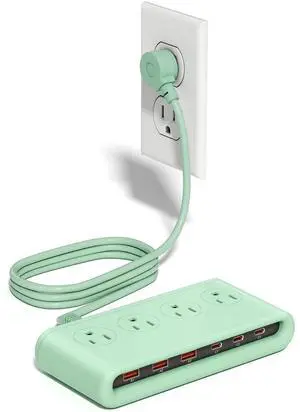 Power Strip with USB Port - 4AC & 6 USB(3USB C), Outlet Extender 5FT | Flat Plug Extension Cord with Multiple Outlets, PD20W Bedside Charging Station for Multiple Devices - Travel Home Office Power Strip with USB Port - 4AC & 6 USB(3USB C), Outlet Extender 5FT | Flat Plug Extension Cord with Multiple Outlets, PD20W Bedside Charging Station for Multiple Devices - Travel Home Office