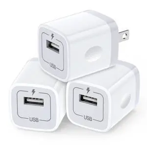 USB Plug Wall Adapter,1A/5V Single Port Wall Charger Block Charging Cube | Phone Wall Charging Block Brick Box 3 Pack for iPhone 17e/16e/15 Pro Max/14/13/12/11,Samsung Galaxy S24/S26,Google Pixel 10a USB Plug Wall Adapter,1A/5V Single Port Wall Charger Block Charging Cube | Phone Wall Charging Block Brick Box 3 Pack for iPhone 17e/16e/15 Pro Max/14/13/12/11,Samsung Galaxy S24/S26,Google Pixel 10a
