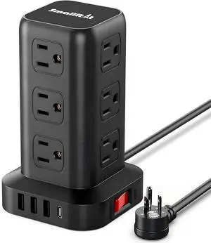 Extension Cord with Multiple Outlets, Power Strip Tower, Outlet Extender with 12 AC Outlets 4 USB, 6.5FT Extension Cord for Home Dorm Room, Office Supplies,Overload Protection Extension Cord with Multiple Outlets, Power Strip Tower, Outlet Extender with 12 AC Outlets 4 USB, 6.5FT Extension Cord for Home Dorm Room, Office Supplies,Overload Protection