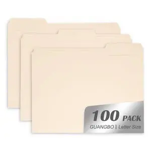 Manila File Folder, 1/3-Cut Tab, Letter Size, Manila Folders with Tab, 100 per Box Manila File Folder, 1/3-Cut Tab, Letter Size, Manila Folders with Tab, 100 per Box