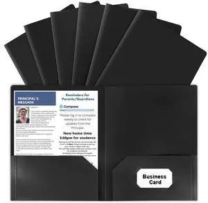 6 Pack Black File Folders with Pockets, Letter Size Plastic 2 Pocket Folder | Business Card Slot, Folders for Documents, Office Filing Cabinet Folders, School Supplies, for College Students 6 Pack Black File Folders with Pockets, Letter Size Plastic 2 Pocket Folder | Business Card Slot, Folders for Documents, Office Filing Cabinet Folders, School Supplies, for College Students