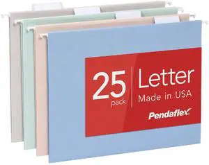 Hanging File Folders, 25 Pack, Letter Size (8.5" x 11"), Assorted Colors: Khaki, Peach, Light Blue, Light Green, 5 Tab Positions, Reinforced, Includes Tabs and Inserts, Durable Hanging Files Hanging File Folders, 25 Pack, Letter Size (8.5" x 11"), Assorted Colors: Khaki, Peach, Light Blue, Light Green, 5 Tab Positions, Reinforced, Includes Tabs and Inserts, Durable Hanging Files