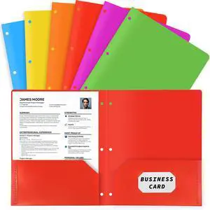 Plastic Pocket Folders, 3 Hole Punch, Heavy Duty, 6-Pack | Plastic Pocket Folders, 3 Hole Punch Folders, Plastic File Folders, Binder Folders, Letter Size Folders Plastic Pocket Folders, 3 Hole Punch, Heavy Duty, 6-Pack | Plastic Pocket Folders, 3 Hole Punch Folders, Plastic File Folders, Binder Folders, Letter Size Folders