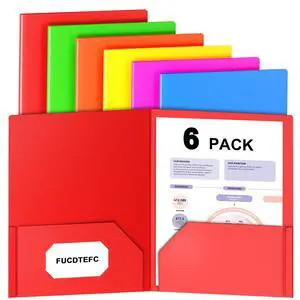 Plastic Folders with Pockets, 2 Pocket Folders Fit Letter Size Paper, Heavy Duty Paper File Folder with Business Card Holder for School Office Home Business (6 Pack, Assorted Colors) | Heavy Duty, Plastic Folders with Pockets, 2 Pocket Folders Fit Letter Size Paper, Heavy Duty Paper File Folder with Business Card Holder for School Office Home Business (6 Pack, Assorted Colors) | Heavy Duty,