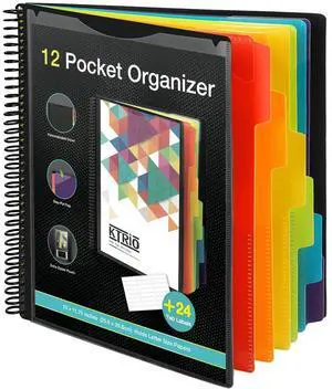 12 Pocket Project Organizer, Letter Size Spiral Binder, Black | 12 Pocket Storage, Letter Size Fit, Water-Resistant Poly, Zip Pouch Included, Writable Color Tabs 12 Pocket Project Organizer, Letter Size Spiral Binder, Black | 12 Pocket Storage, Letter Size Fit, Water-Resistant Poly, Zip Pouch Included, Writable Color Tabs