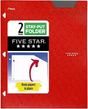 2-Pocket Folder, Plastic Folder with Stay-Put Tabs, Fits 3-Ring Binder, Holds 8-1/2" x 11" Paper, Fire Red (333420D-ECM) 2-Pocket Folder, Plastic Folder with Stay-Put Tabs, Fits 3-Ring Binder, Holds 8-1/2" x 11" Paper, Fire Red (333420D-ECM)