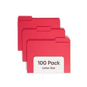 File Folder, 1/3-Cut Tab, Assorted Positions, Letter Size, Red, Value Filing Products, 100 per Box File Folder, 1/3-Cut Tab, Assorted Positions, Letter Size, Red, Value Filing Products, 100 per Box