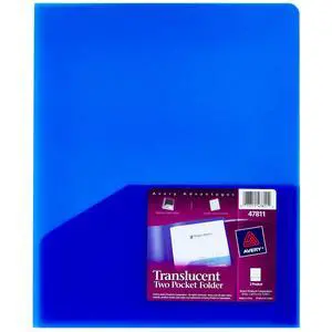 Translucent Two Pocket Folder, Water Resistant, Holds up to 20 Sheets, 1 Blue Folder (47811) Translucent Two Pocket Folder, Water Resistant, Holds up to 20 Sheets, 1 Blue Folder (47811)