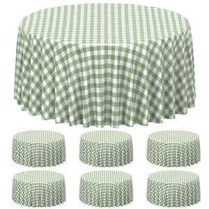 6 Pcs Sage Green Gingham Tablecloths 84 inch Checkered Round Tablecloths | Disposable Waterproof Green Round Gingham Tablecloths for Baby & Bridal Shower Picnic Camping Barbecue Birthday Party,84 Inch 6 Pcs Sage Green Gingham Tablecloths 84 inch Checkered Round Tablecloths | Disposable Waterproof Green Round Gingham Tablecloths for Baby & Bridal Shower Picnic Camping Barbecue Birthday Party,84 Inch