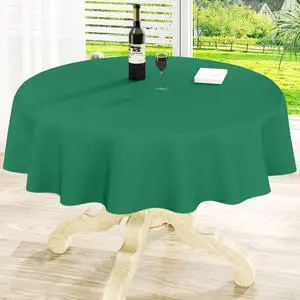 Round Vinyl Waterproof Tablecloth with Flannel Backed | Spillproof Wipe Clean Table Cloth, Plastic Flannel Backing for Dining, Buffet Parties Picnic, Emerald Green, 60" Round Vinyl Waterproof Tablecloth with Flannel Backed | Spillproof Wipe Clean Table Cloth, Plastic Flannel Backing for Dining, Buffet Parties Picnic, Emerald Green, 60"