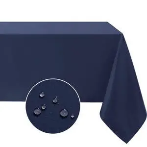 Rectangle Tablecloth, Waterproof Table Cloths Wrinkle Free Fabric Washable Polyester Table Cover for Dining Tables Party Outdoor Camping Parties Buffet - 60 x 84 inch, Navy Blue Rectangle Tablecloth, Waterproof Table Cloths Wrinkle Free Fabric Washable Polyester Table Cover for Dining Tables Party Outdoor Camping Parties Buffet - 60 x 84 inch, Navy Blue