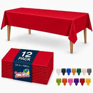 Party Dimensions Tablecloth Disposable Plastic Table Cover for Rectangle Tables (12 Pack) Premium Plastic Table Cloths for Parties, Events & Weddings, Indoors/Outdoors, 54"x108" Party Dimensions Tablecloth Disposable Plastic Table Cover for Rectangle Tables (12 Pack) Premium Plastic Table Cloths for Parties, Events & Weddings, Indoors/Outdoors, 54"x108"