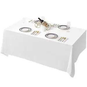 90x132 Inch Tablecloth for 6 Foot Rectangle Tables | Dining Table Cover Protector, Reusable Polyester Fabric, White Tablecloth Rectangle for Wedding, Banquets,Restaurant 90x132 Inch Tablecloth for 6 Foot Rectangle Tables | Dining Table Cover Protector, Reusable Polyester Fabric, White Tablecloth Rectangle for Wedding, Banquets,Restaurant