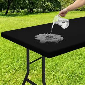 Rectangle Tablecloth, Elastic Fitted Flannel Backed Vinyl Tablecloths for 5ft Folding Tables, Waterproof Wipeable Table Covers for Indoor, Outdoor, Picnic and Camping (Black, 30"x60") Rectangle Tablecloth, Elastic Fitted Flannel Backed Vinyl Tablecloths for 5ft Folding Tables, Waterproof Wipeable Table Covers for Indoor, Outdoor, Picnic and Camping (Black, 30"x60")