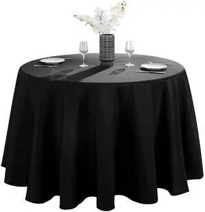 1 Pack 90inch Black Round Tablecloth | Polyester Table Cloth, Stain and Wrinkle Resistant Table Cover for Dining Kitchen Party Wedding Banquet Buffet Decoration 1 Pack 90inch Black Round Tablecloth | Polyester Table Cloth, Stain and Wrinkle Resistant Table Cover for Dining Kitchen Party Wedding Banquet Buffet Decoration