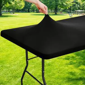 Spandex 6 Foot Rectangle Table Cloth, Elastic Fitted Tablecloths for Picnic, Stretch Washable Patio Table Cover for Outdoor, Camping, Banquet and Parties (Black, 30"x72") Spandex 6 Foot Rectangle Table Cloth, Elastic Fitted Tablecloths for Picnic, Stretch Washable Patio Table Cover for Outdoor, Camping, Banquet and Parties (Black, 30"x72")
